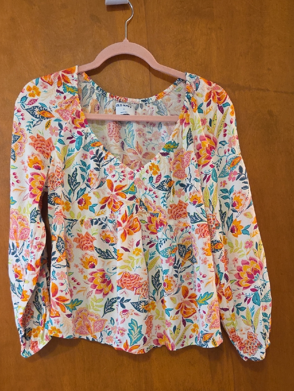 Old Navy Multicolor Floral V-Neck Long Sleeve Blouse M